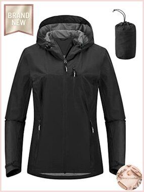 Packable Waterproof Rain Jacket with Hood for Women Ultralight Cycling